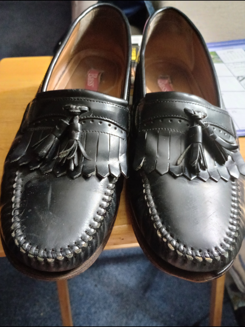 Men's Black   Bass   Grammer Tassel Penny Loafers - Classic Leather Dress Shoes